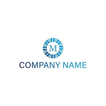 Initial letter M logo with luxurious blue circle ornament Stock Illustration