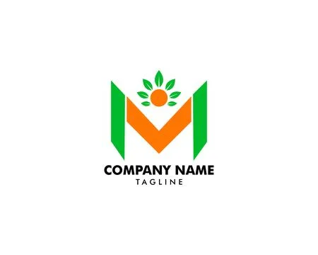 Initial Letter M Logo With People and Leaf Shape, Initial Letter M For Heal.. Stock Illustration