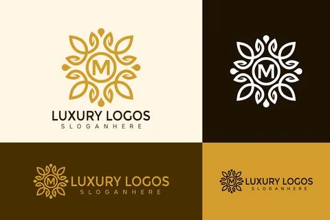 Initial Letter M Luxury logo vector, Minimaliset Elegant Boutiquoe logo desig Ilustração Stock