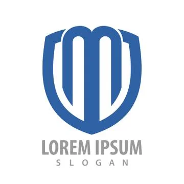 Initial letter M shield logo concept design. Symbol graphic template element  Stock Illustration