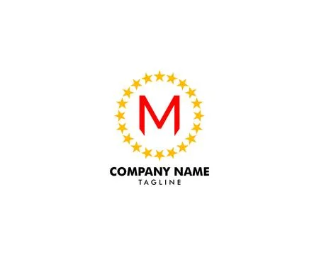 Initial Letter M Star Circle Logo Vector Stock Illustration