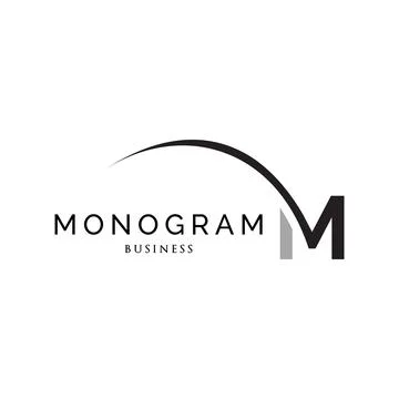 Initial letter M swoosh monogram logo design inspiration Stock Illustration