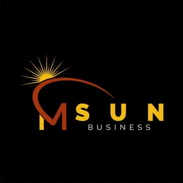 Initial Letter M Swoosh Sun Icon Logo Design Template Stock Illustration