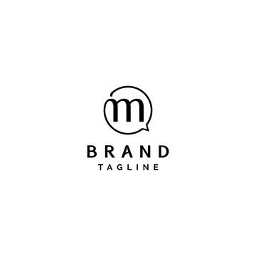 Initial Letter M in Text Bubble Icon Stock Illustration