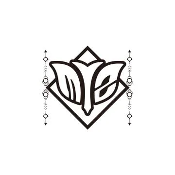 Initial letter M Z bow and arrow, white and black, with square decoration. Stock Illustration