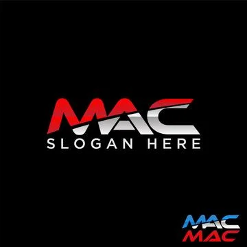 Initial letter MAC font cutting sport fast typography monogram sticker Stock Illustration