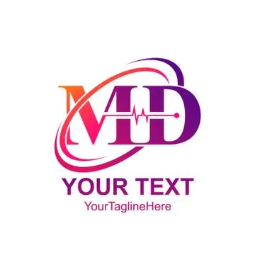 Initial letter MD logo template colorfull swoosh heartbeat design for busines Stock Illustration
