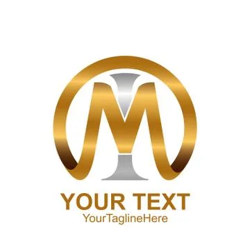 Initial letter MI or IM  logo template colored silver gold circle design for  Stock Illustration