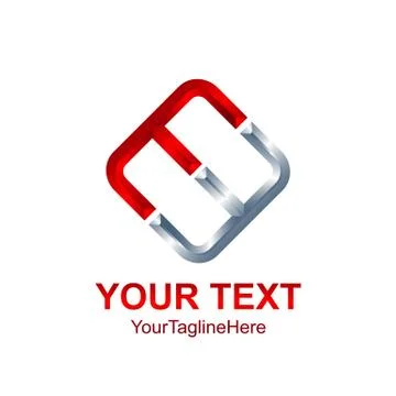 Initial letter MM or MW logo template colored red silver square design for bu Stock Illustration