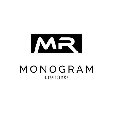 Initial Letter MR Monogram Logo Design Template Stock Illustration