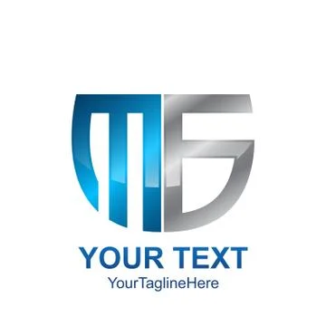 Initial letter MS , MB or MG logo template colored grey blue shield design fo Stock Illustration