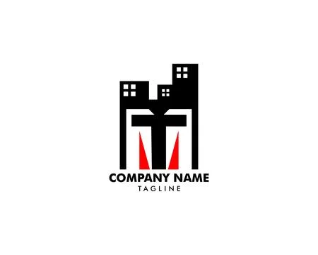 Initial Letter MT logo concept with building template vector Ilustração Stock