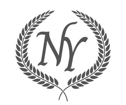 Initial letter N and Y, NY monogram logo design with laurel wreath. Luxury .. Stock Illustration