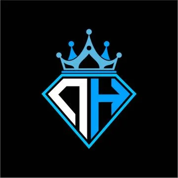 Initial letter N H diamond shape with crown decoration Stock Illustration