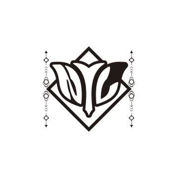 Initial letter N L bow and arrow, white and black, with square decoration. Illustrazione stock