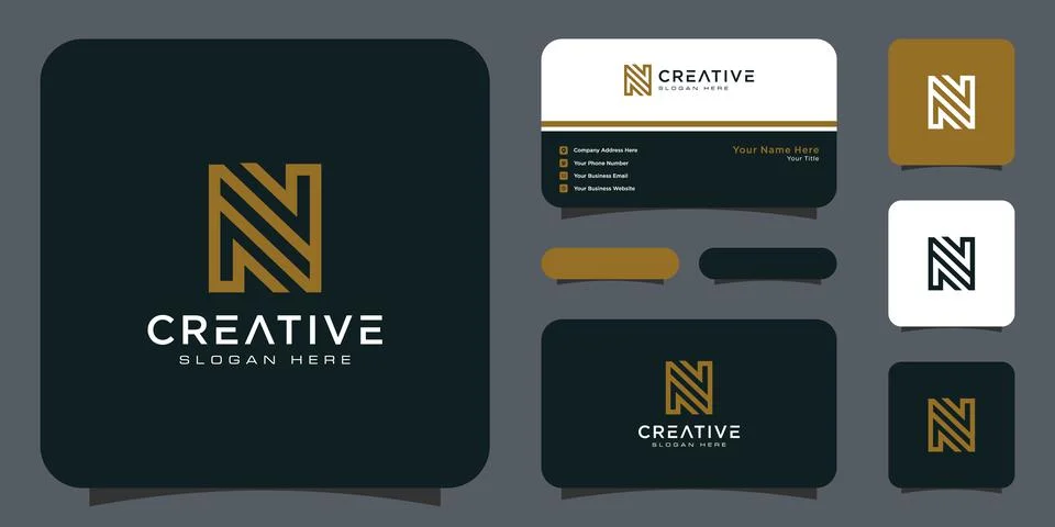 Initial letter N logo design with business card Stock Illustration