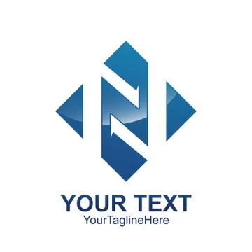 Initial letter N logo template colored blue square arrow design for business  Illustrazione stock