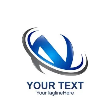 Initial letter N logo template colored grey blue swoosh design for business a Stock Illustration