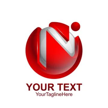 Initial letter N logo template colored red sphere silver man design for busin Stock Illustration