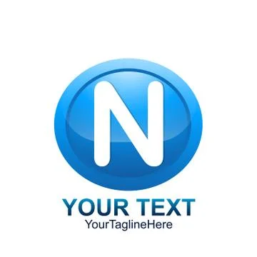 Initial letter N logo template colored blue circle design for business and co Stock Illustration