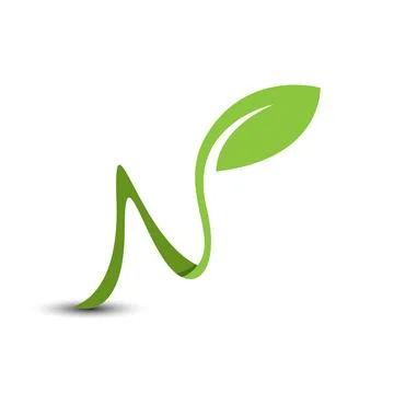 Initial letter n natural leaf logo イラスト素材