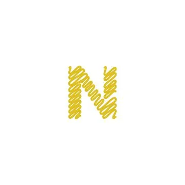Initial letter N scribble gold logo Stock Illustration