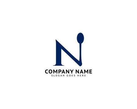 Initial Letter N with Spoon for Restaurant Logo Design Stock Illustration