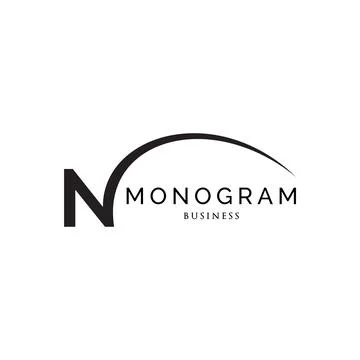 Initial Letter N Swoosh Monogram Icon Logo Design Template Stock Illustration