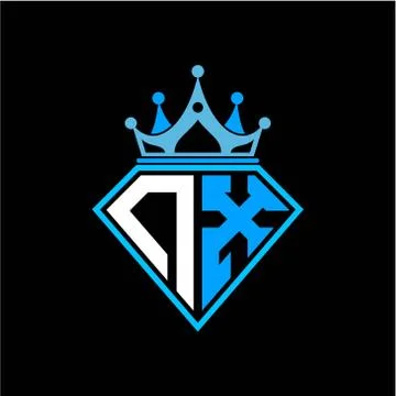 Initial letter N X diamond shape with crown decoration Stock Illustration