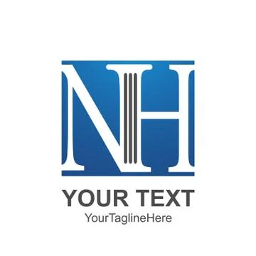 Initial letter NH logo template colored blue square design for business and c Stock Illustration
