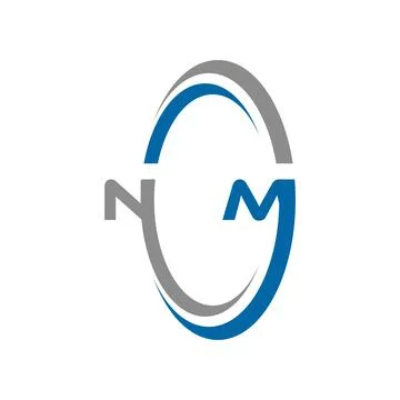Initial letter nm circle swoosh icon logo design template Stock Illustration