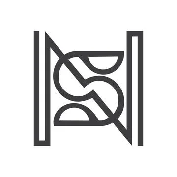 Initial letter NS logo or SN logo vector design template Stock Illustration