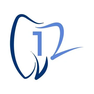 Initial letter number 12 or twelve dental clinic icon logo design template Stock Illustration