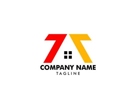 Initial Letter Number 77 House Real Estate Logo Design Ilustración de archivo