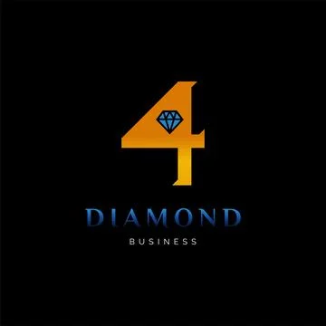 Initial Letter Number Four or Number 4 Diamond Icon Logo Design Template Stock Illustration