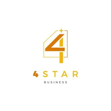 Initial Letter Number Four or Number 4 Star Icon Logo Design Template Stock Illustration