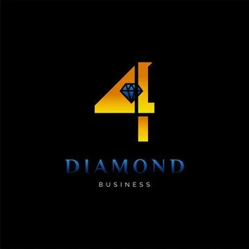Initial Letter Number Four or Number 4 Diamond Icon Logo Design Template Stock Illustration