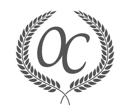 Initial letter O and C, OC monogram logo design with laurel wreath. Luxury .. Stock Illustration