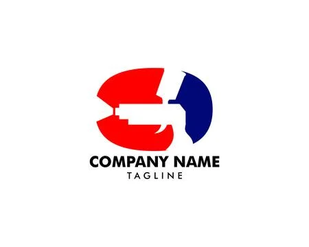 Initial Letter O Car Paint with Spray Gun Logo Template Stock Illustration