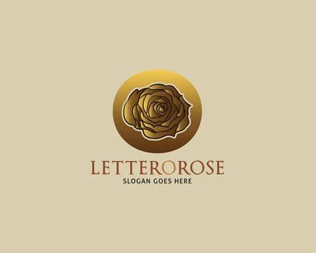 Initial Letter O Golden Rose Vector Logo Design Template 스톡 일러스트