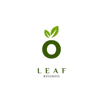 Initial Letter O Leaf Icon Logo Design Template Stock Illustration