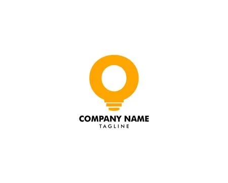 Initial letter O Logo with Light Bulb Stock Illustration