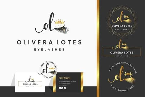 Initial letter O OL lash, Eyebrow, Lashes, eyelash extension logo design coll Stock Illustration