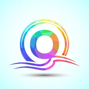 Initial letter O with water ocean waves and the sun. Beach logo design concep 스톡 일러스트