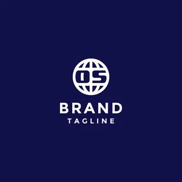 Initial Letter OS Inside Globe Icon Stock Illustration