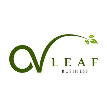 Initial Letter OV Leaf Icon Logo Design Template Stock Illustration