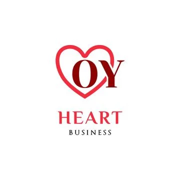 Initial Letter OY Love or Heart Icon Logo Design Template Stock Illustration