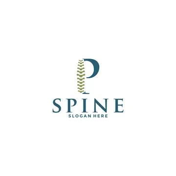 Initial Letter P and spine logo vector, Chiropractic Logo design icon templat Stock Illustration