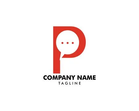 Initial Letter P Chat Logo Template Design Stock Illustration
