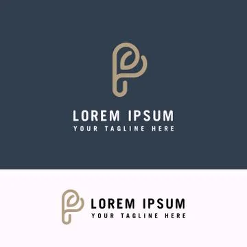 Initial letter P design with heart shapes. P Letter Minimal luxury Monogram. Stock Illustration